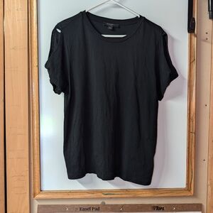 All Saints Women’s Black Crew Neck Tee - Casual Short Sleeve Shirt